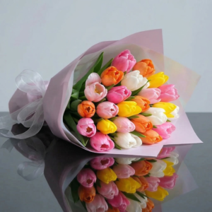 25 colorful tulips