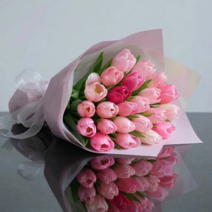 25 pink tulips