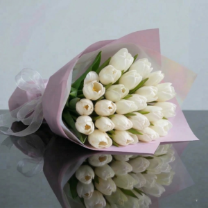 25 white tulips